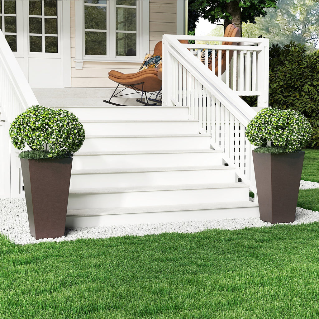 Set of 2 Square Taper Planter with Removable Inner Bucket and Optional Drainage Hole