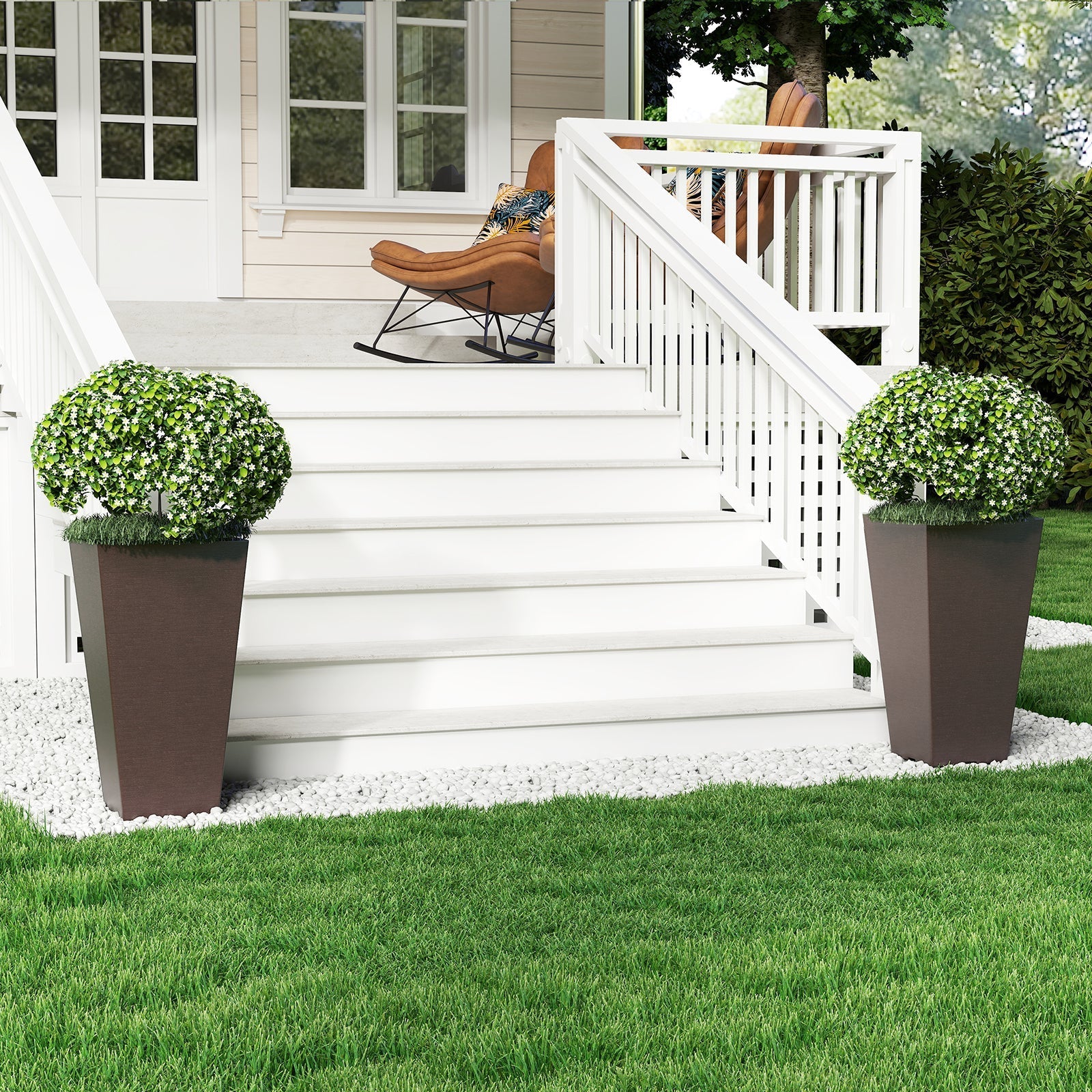 Set of 2 Square Taper Planter with Removable Inner Bucket and Optional Drainage Hole