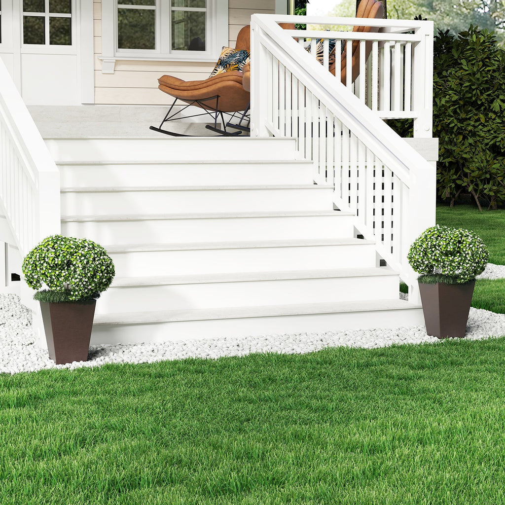 Set of 2 Square Taper Planter with Removable Inner Bucket and Optional Drainage Hole
