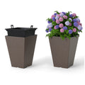 Set of 2 Square Taper Planter with Removable Inner Bucket and Optional Drainage Hole