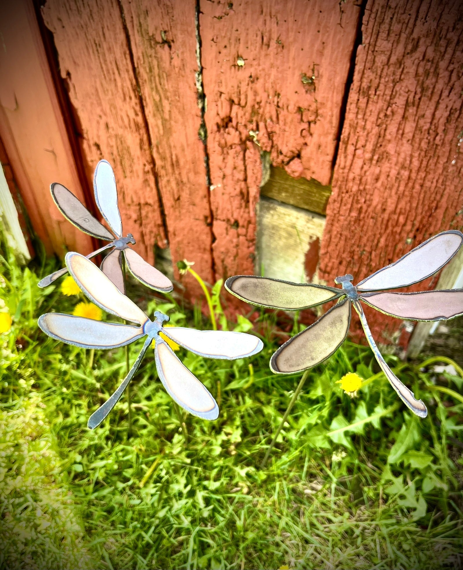 3-Pack Metal Dragonfly Garden Stakes