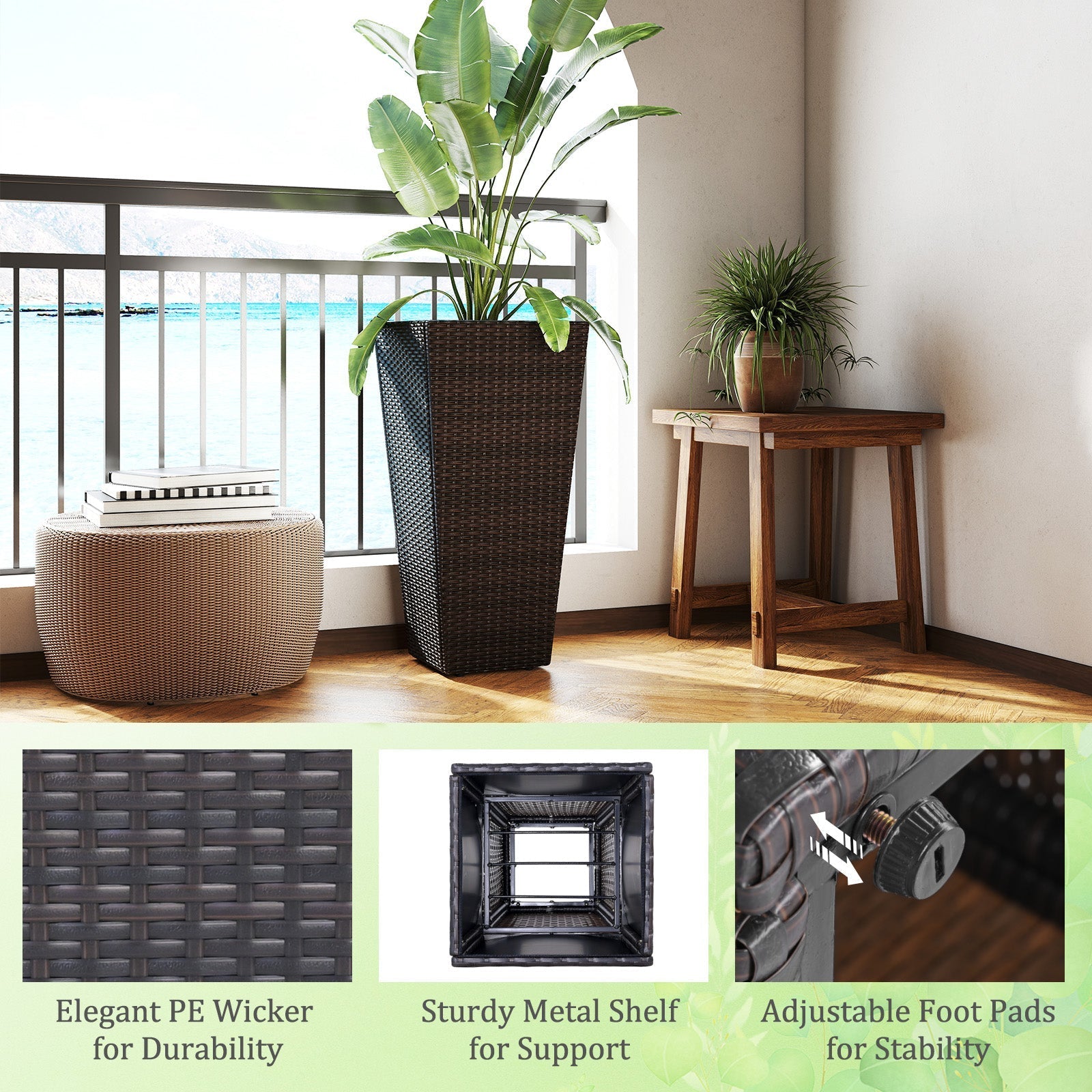 30 Inch Modern Decorative Planter Pots Set of 2 with Open-ended Base