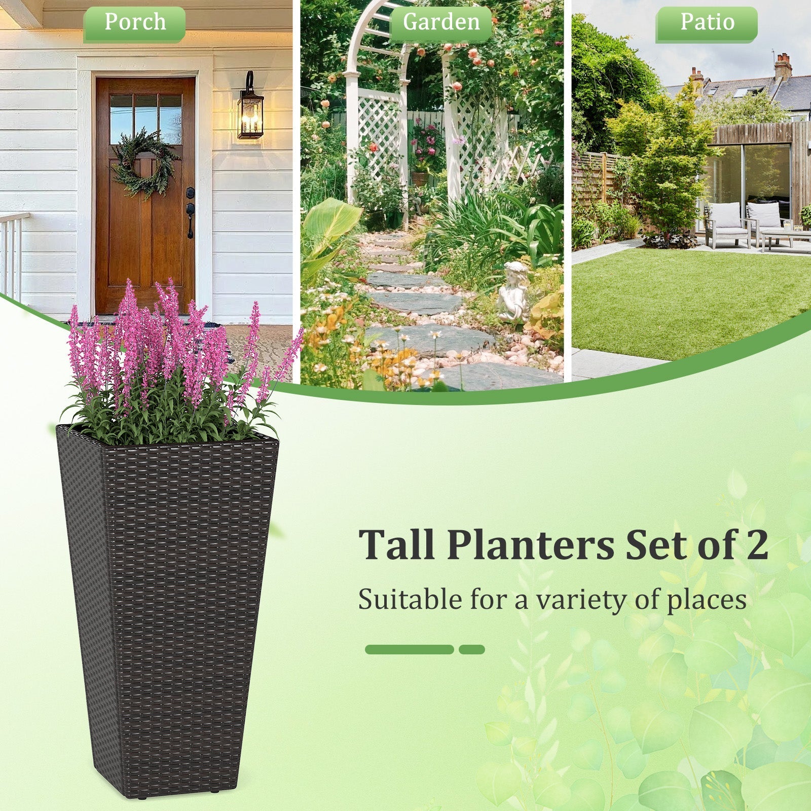 30 Inch Modern Decorative Planter Pots Set of 2 with Open-ended Base