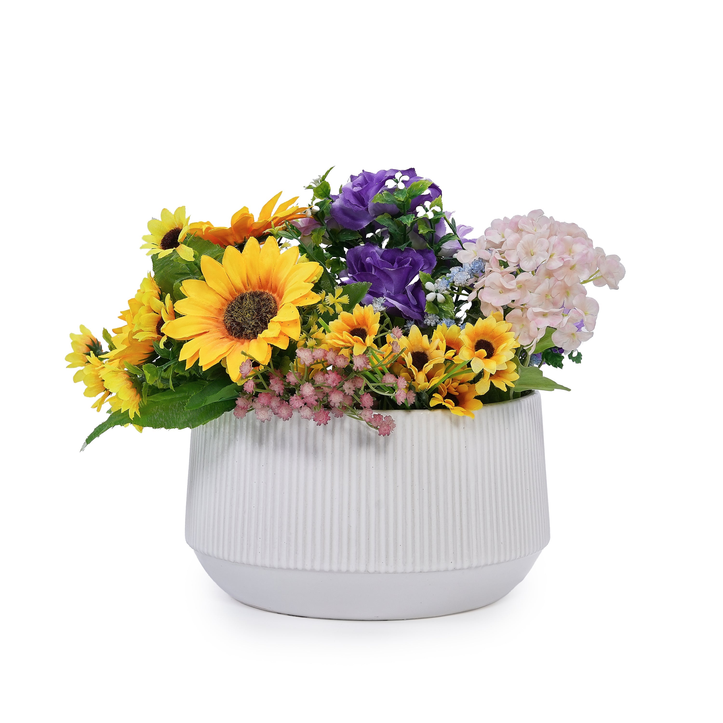 2 Pieces Ceramic Flowerpot, Modern Planter for Patio, Garden or Windowsills - Gloss White