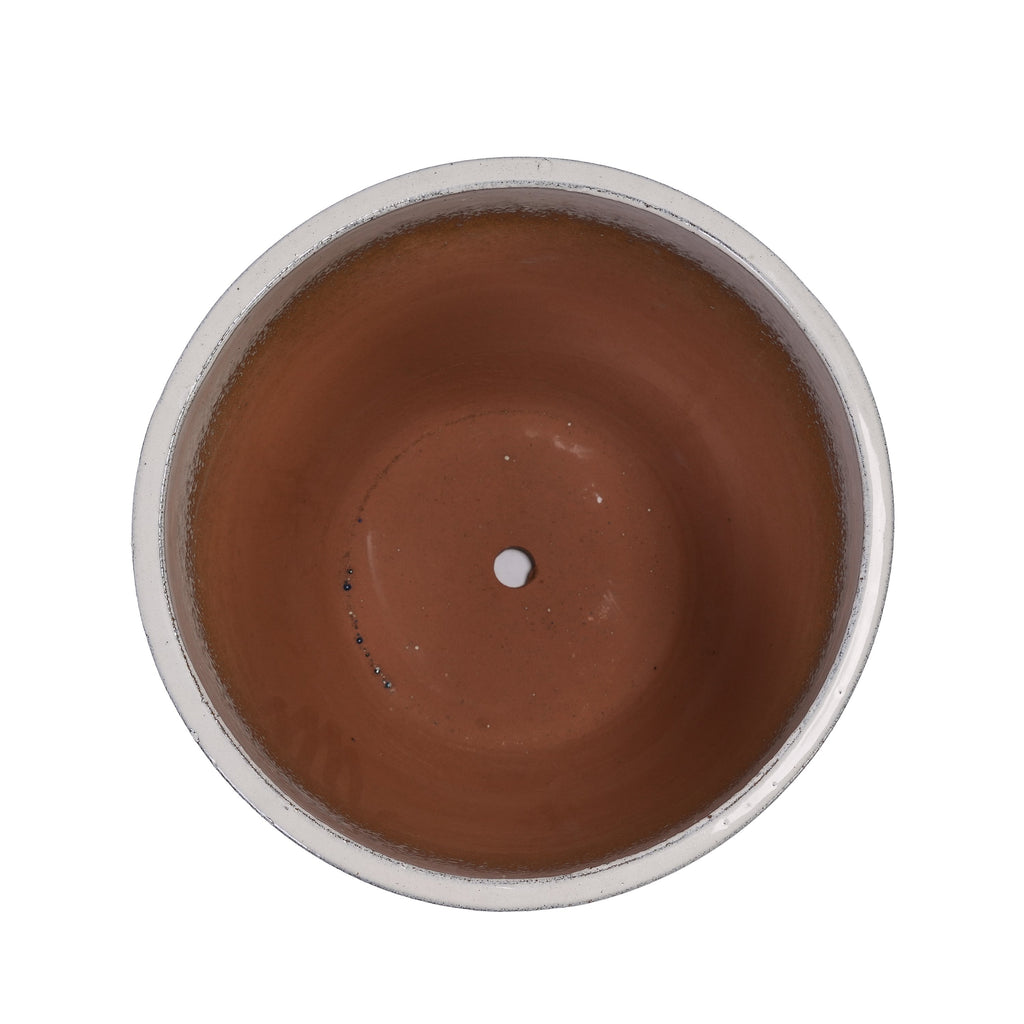 Set of 3 Ceramic Flowerpot, Modern Planter for Patio, Garden, Windowsill - Ancient White