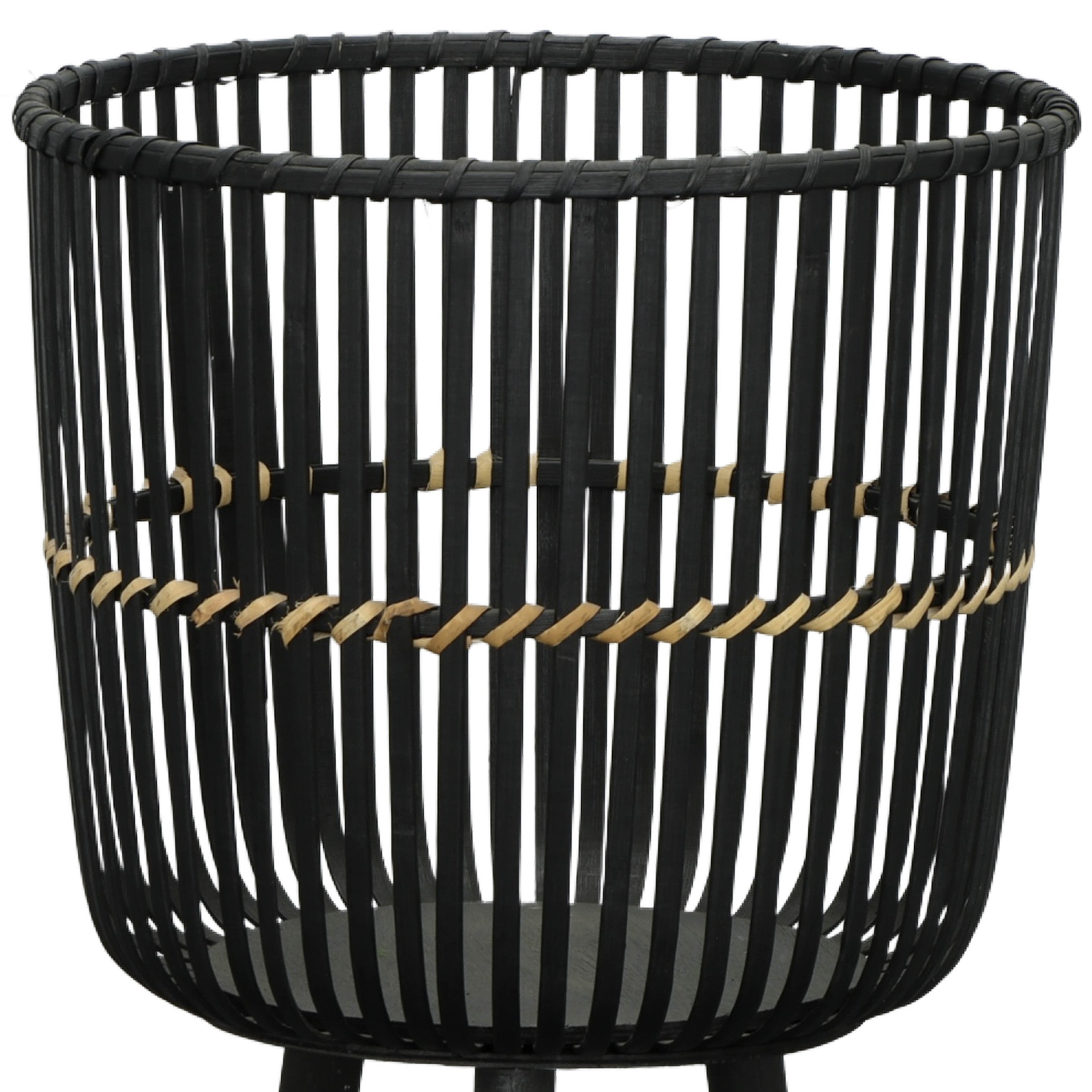 S/3 BAMBOO FOOTED PLANTERS 11/13/15', BLACK