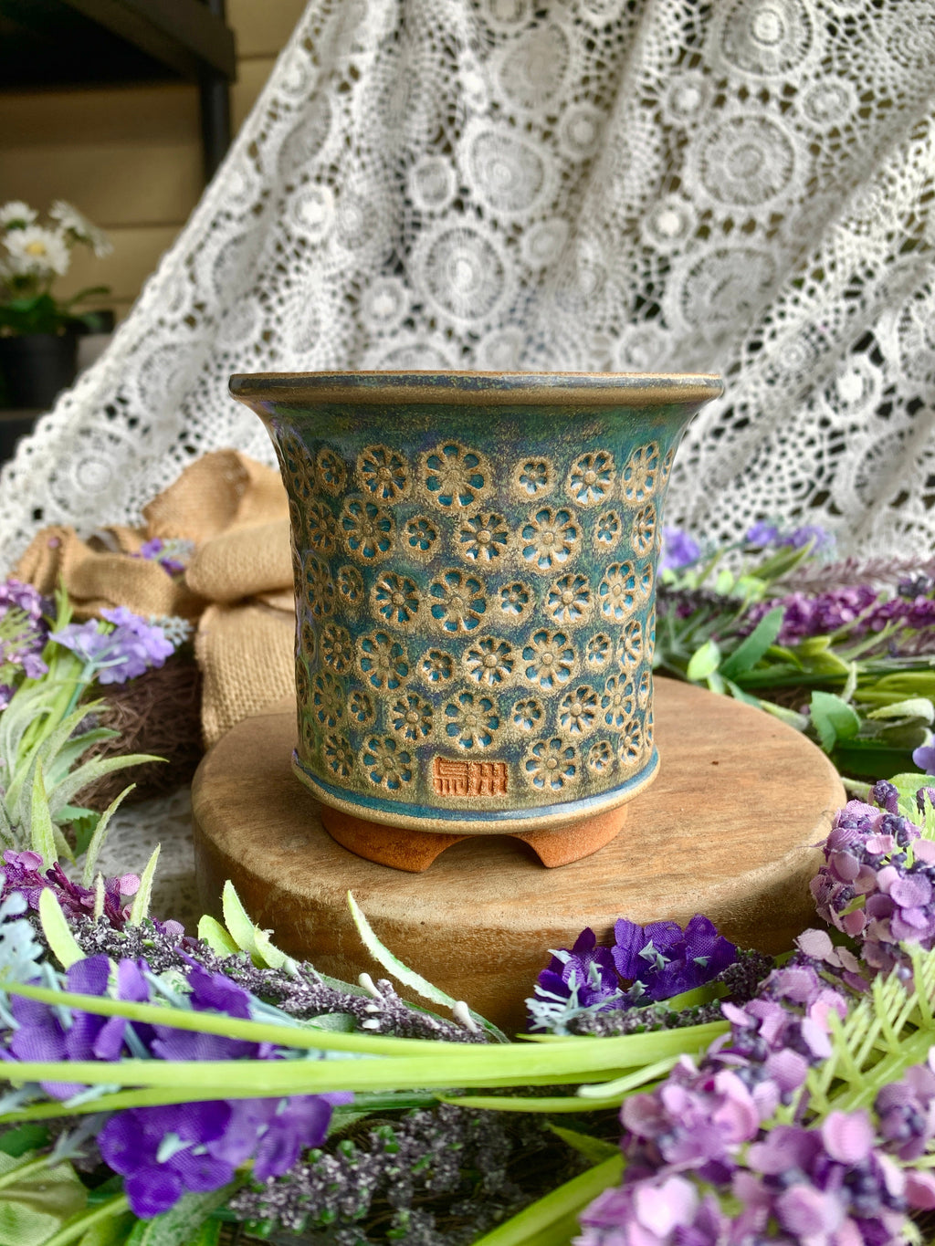 WS0008 Rustic Handmade Clay Planter Pot - Pot rim diameter: 3"
