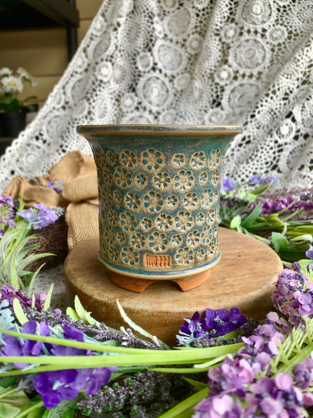 WS0008 Rustic Handmade Clay Planter Pot - Pot rim diameter: 3"
