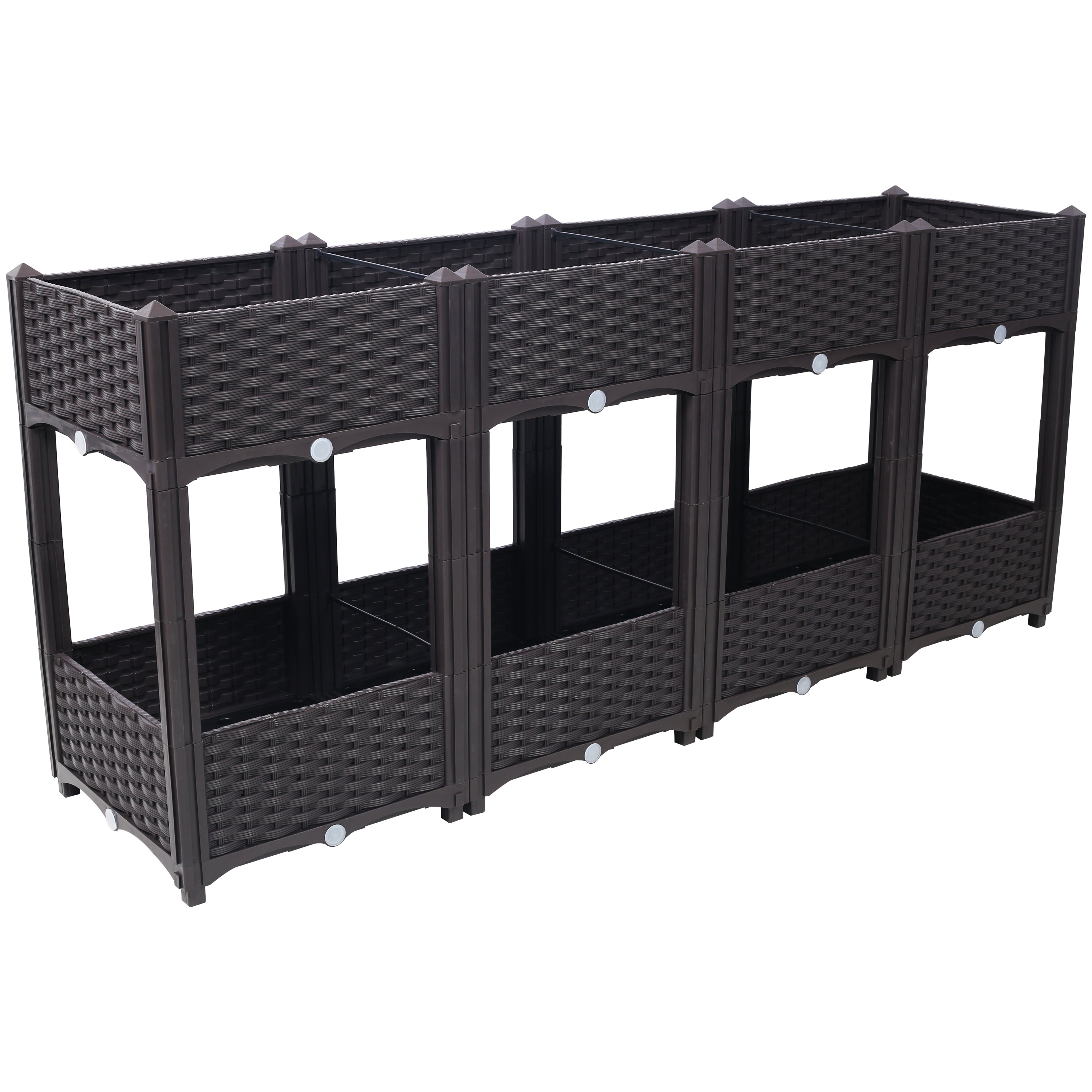 Planter Raised Beds - Elevated Planter Garden Box with Drainage Plug Raised Garden Beds for Vegetable/Flower/Herb Outdoor Standing Planter Beds Gardening Kit,Brown,63'x15.7'x27.7'