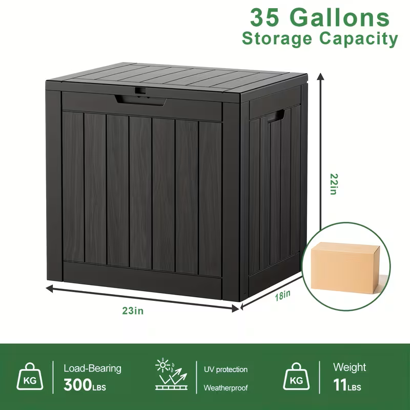 35-200 Gallon Heavy-Duty Outdoor Deck Boxes – Waterproof Patio Storage Box with Hinged Lid, Lockable & Easy Assembly