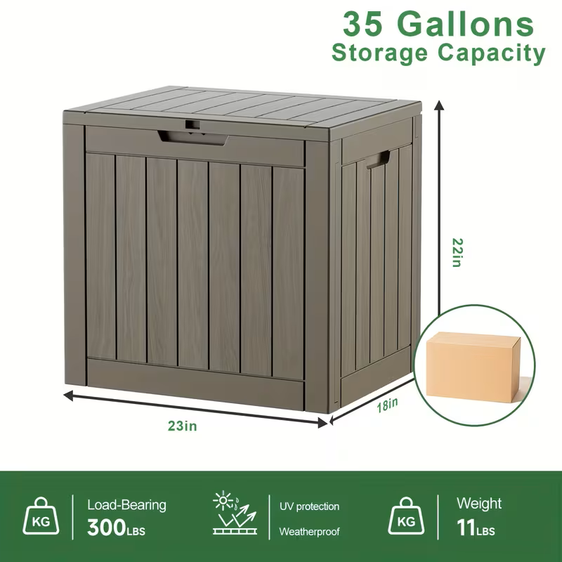 35-200 Gallon Heavy-Duty Outdoor Deck Boxes – Waterproof Patio Storage Box with Hinged Lid, Lockable & Easy Assembly