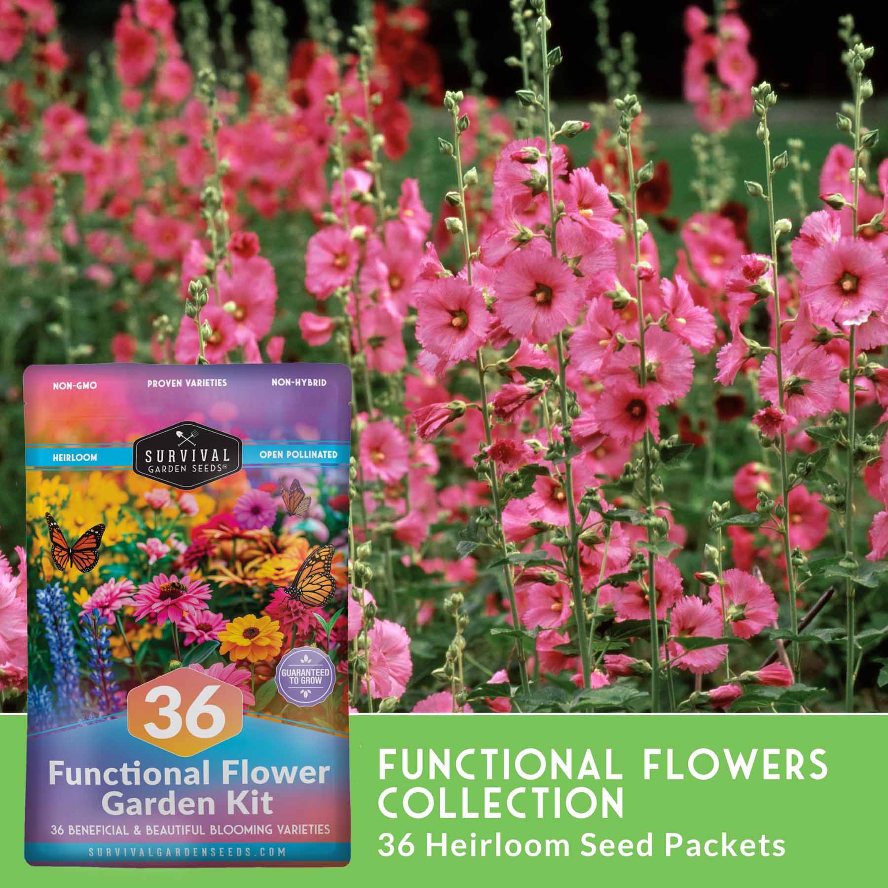 Flower Garden Collection - 36 Flower Seeds for Beauty, Bees & Wellness