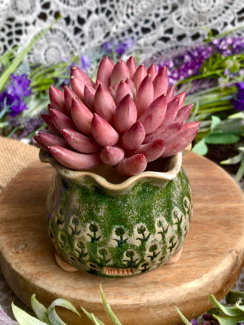 WS0033 Rustic Handmade Clay Planter Pot - Pot rim diameter: 2.3"