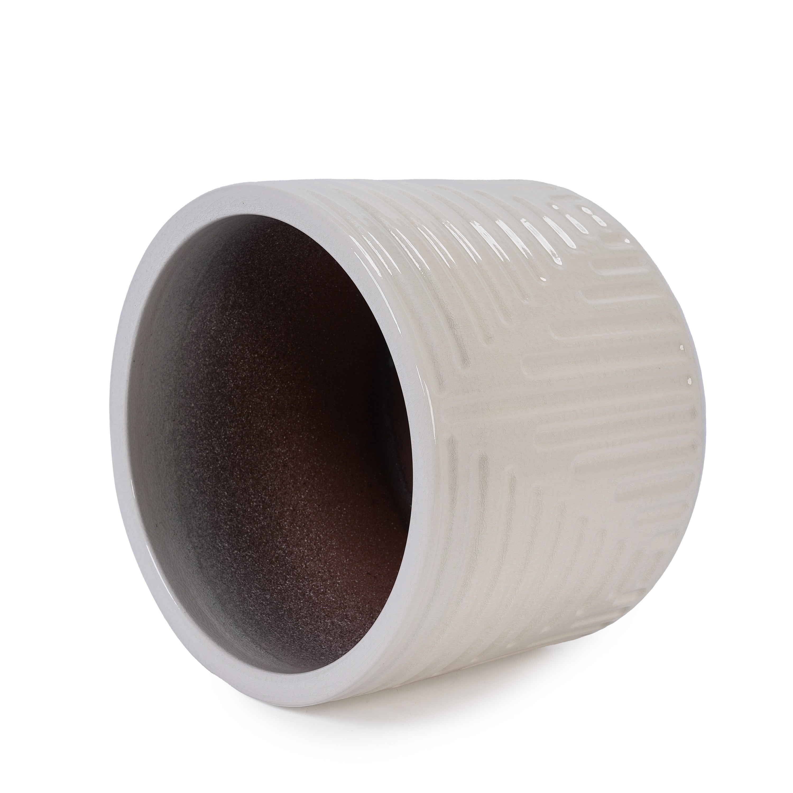 Ceramic Flowerpot, Modern Planter for Patio, Garden, Windowsill - White