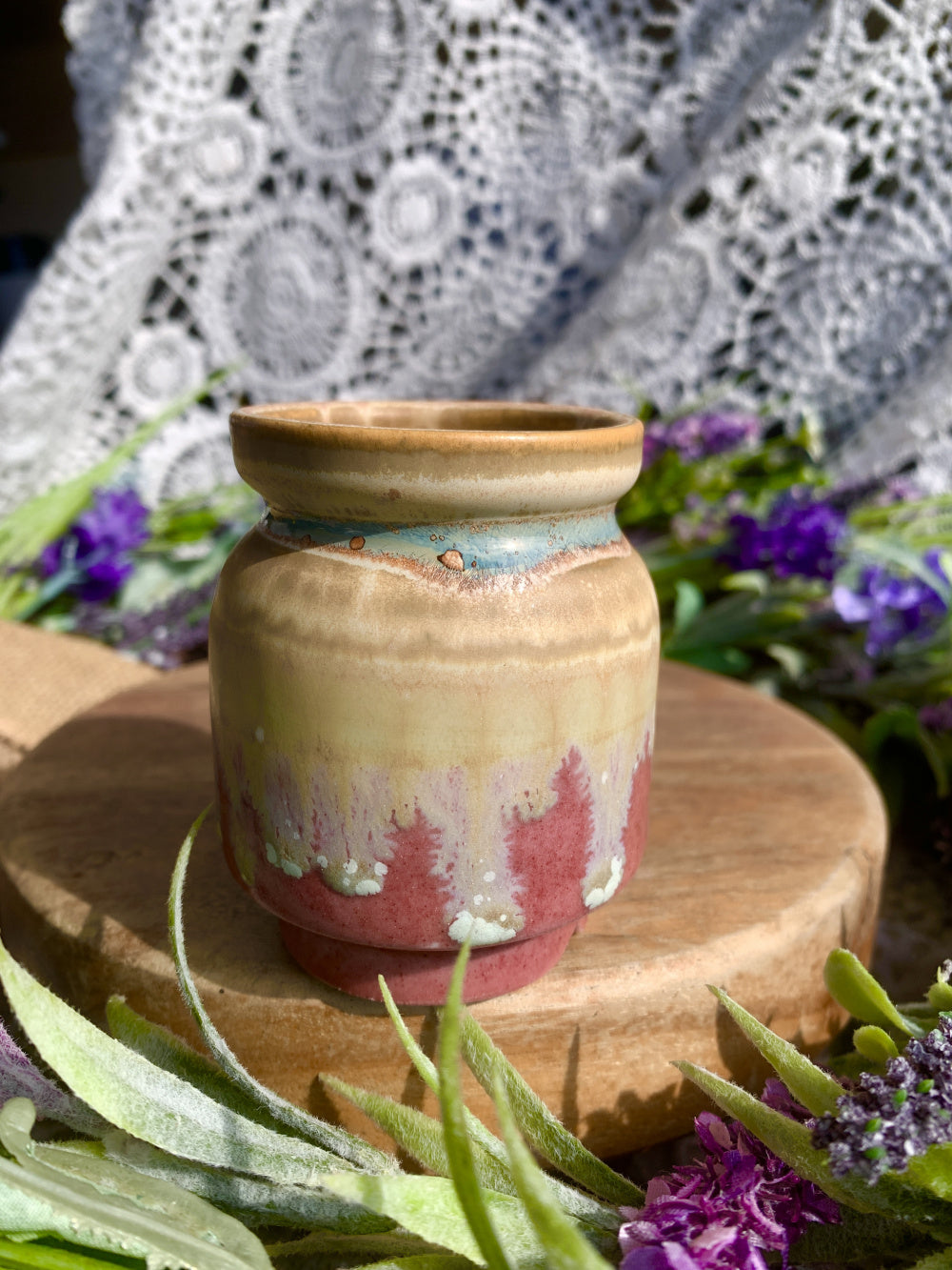 SC-SN0002 Handmade Artisan Pottery Planter Pot - Pot rim diameter: 1.8"