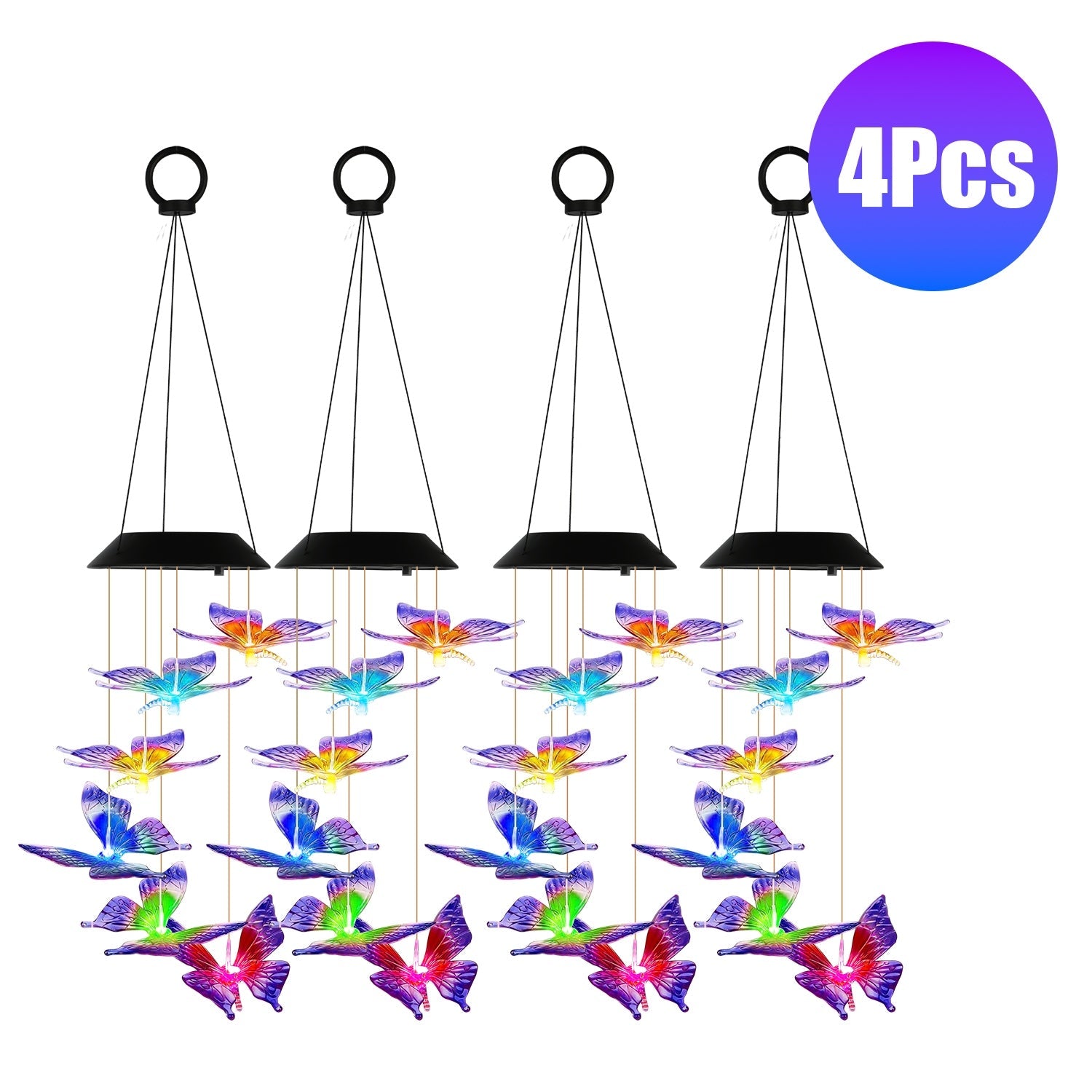 Solar Butterfly Wind Chime 7 Color Changing Wind Chime for Outside IPX4 Waterproof Outdoor Garden Yard Decor
