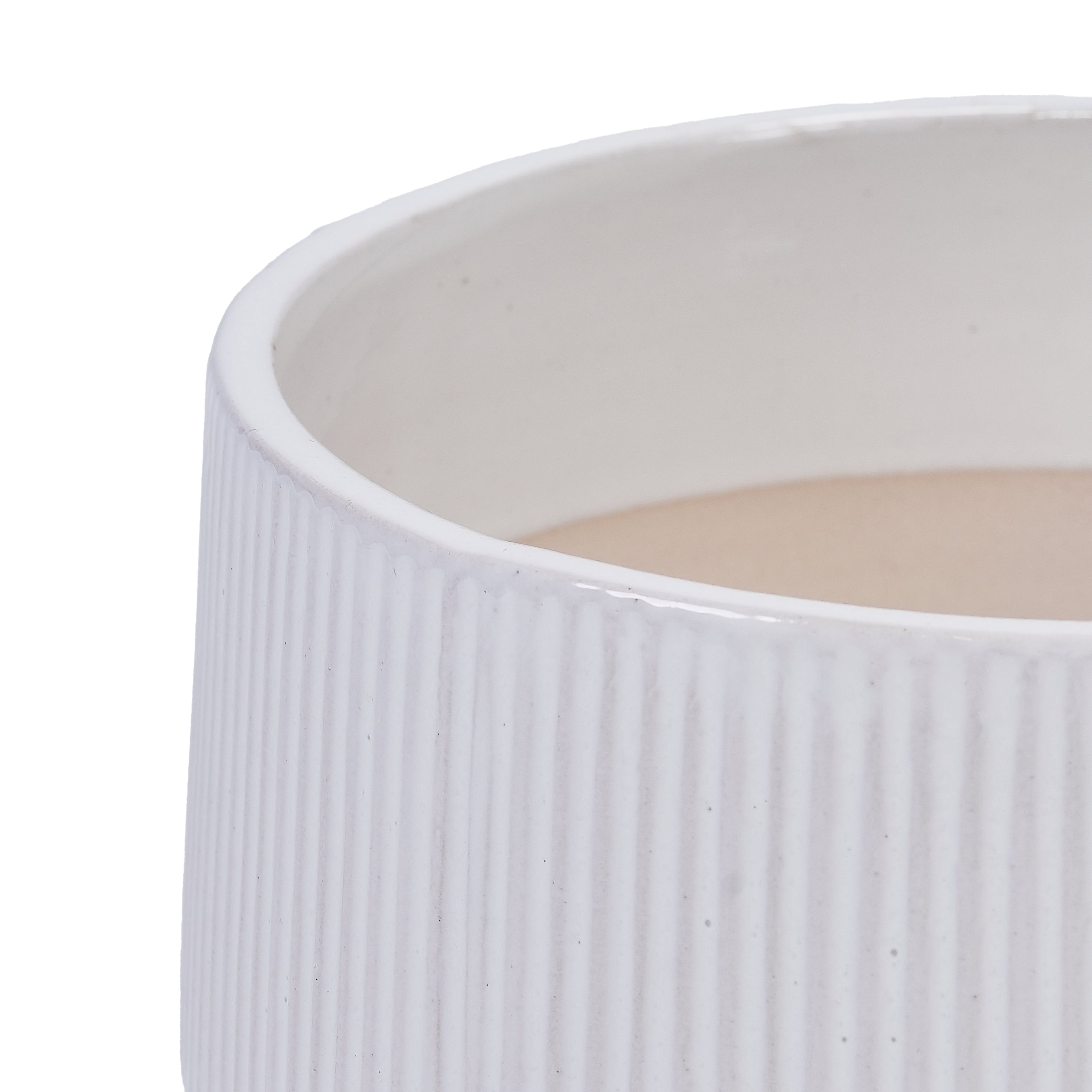 2 Pieces Ceramic Flowerpot, Modern Planter for Patio, Garden or Windowsills - Gloss White