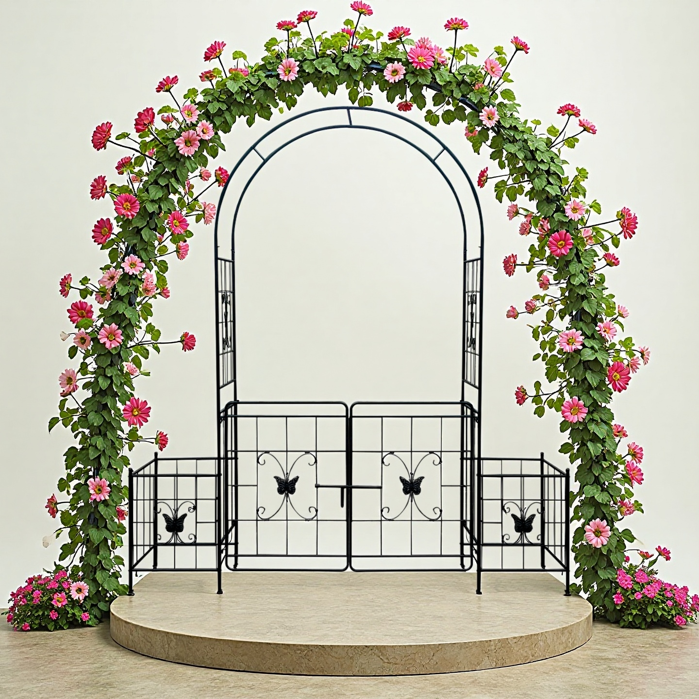 Garden Arch Arbor Trellis for Climbing Plants with Gate