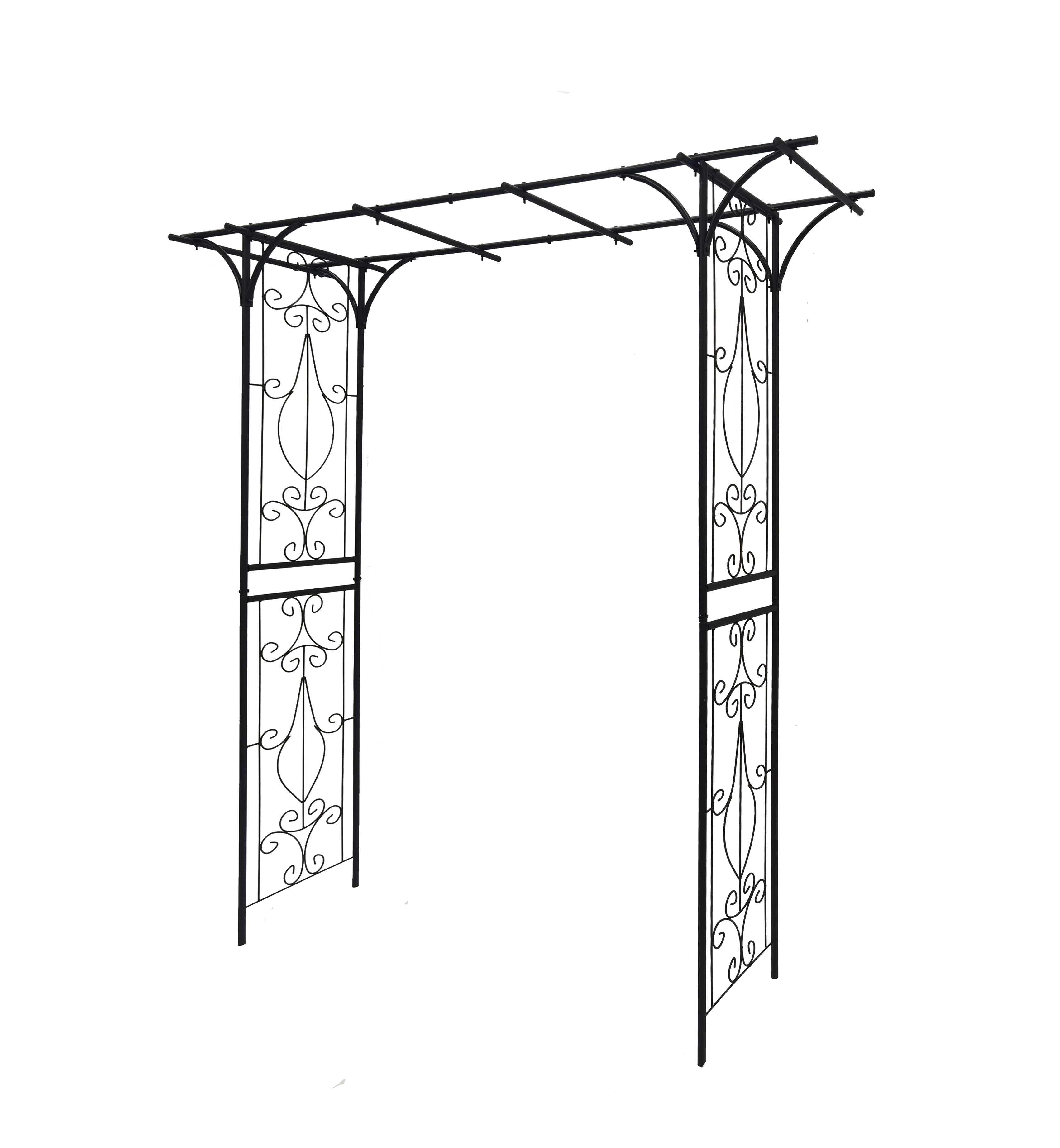 Metal Garden Arch L80.3'' x W20.47'' x H81.1'' Climbing Plants Support Rose Arch Outdoor Black