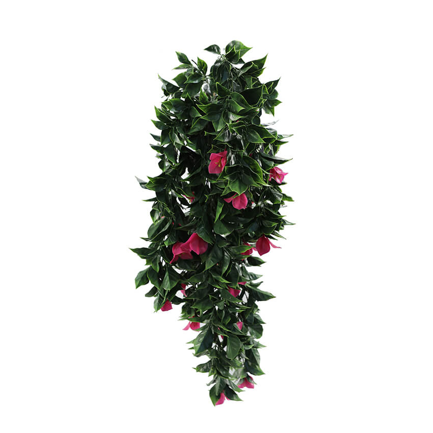 Pink Bougainvillea Artificial Hanging Plant Set of 5 35in – UV Resistant