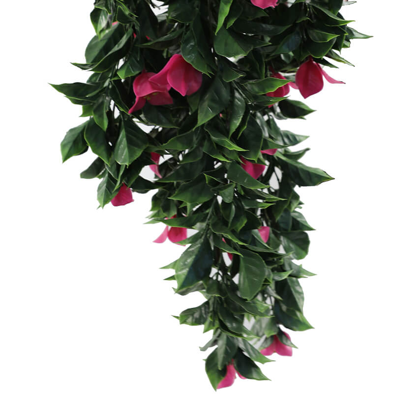 Pink Bougainvillea Artificial Hanging Plant Set of 5 35in – UV Resistant
