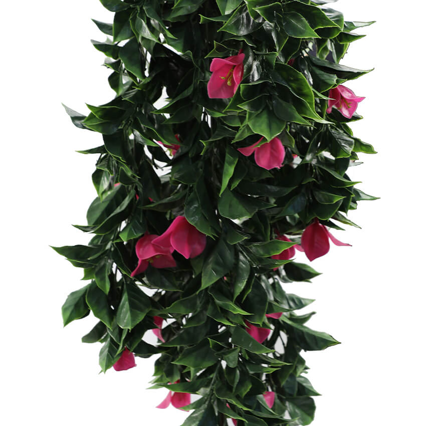 Pink Bougainvillea Artificial Hanging Plant Set of 5 35in – UV Resistant