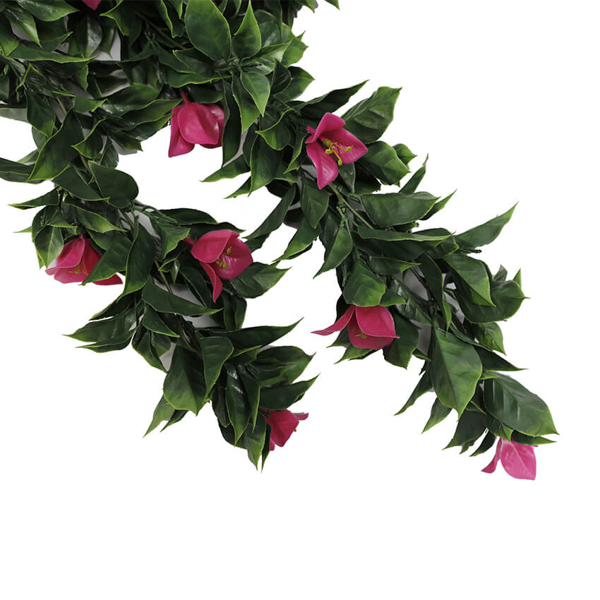 Pink Bougainvillea Artificial Hanging Plant Set of 5 35in – UV Resistant
