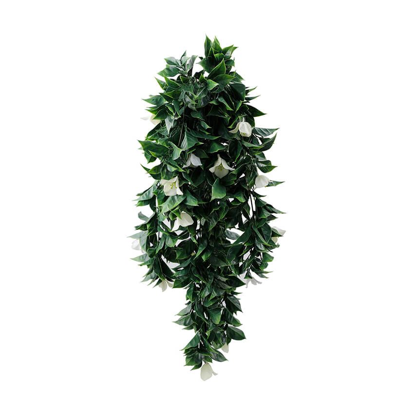 White Bougainvillea Artificial Hanging Plant Set of 5 35in – UV Resistant