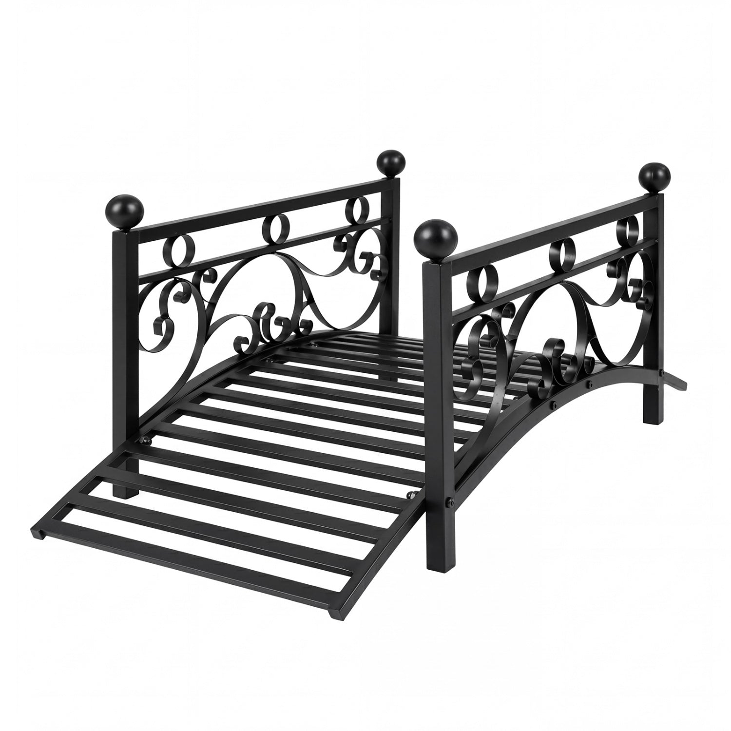3.3 ft Garden Metal Bridge with Dual Patterned Side Rails