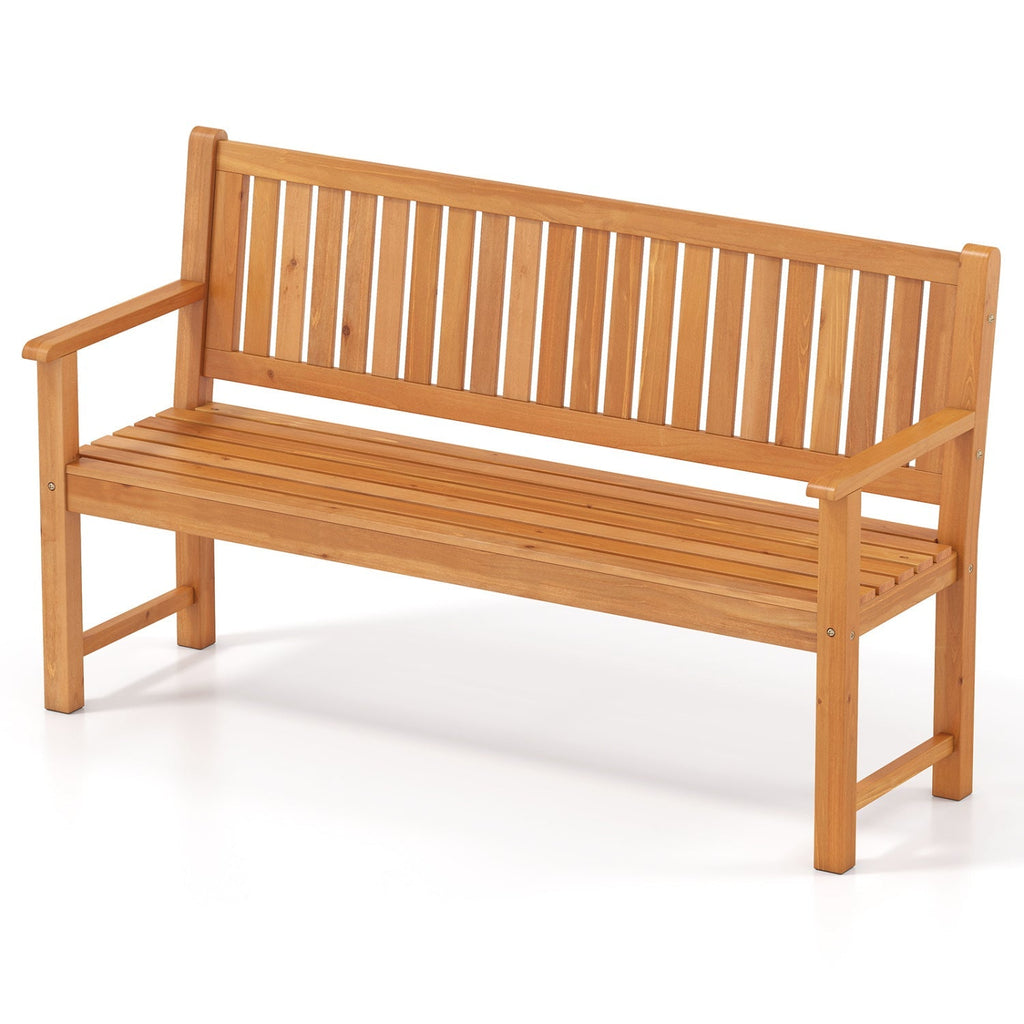 3-Seater Wooden Garden Bench with Backrest, 59 Inch