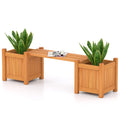 3-in-1 Outdoor Planter Box with Bench 2-Person Outdoor Bench with 2 Side Garden Beds-Orange
