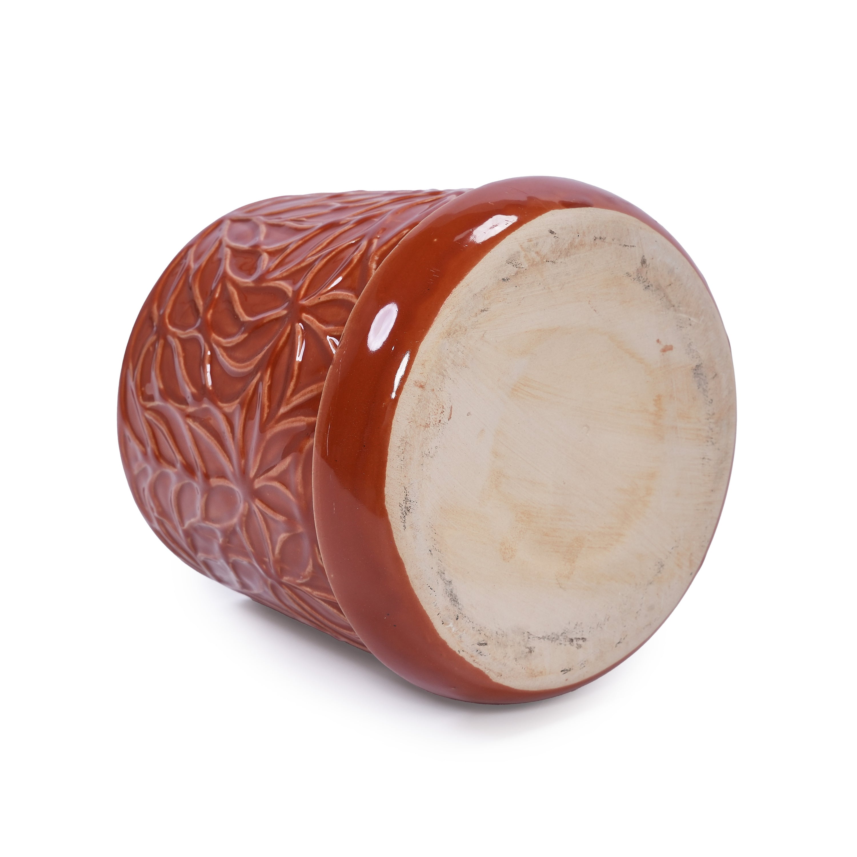 Set of 2 Ceramic Flowerpot, 7' Modern Planter for Patio, Garden, Windowsill - Red