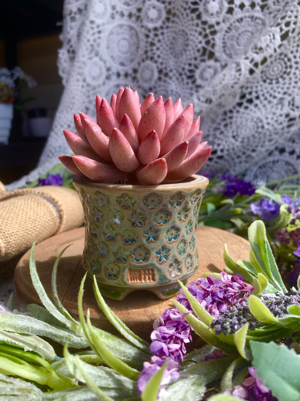 WS0024 Premium Handmade Ceramic Planter Pot - Pot rim diameter: 2.4" (Minor flaw)