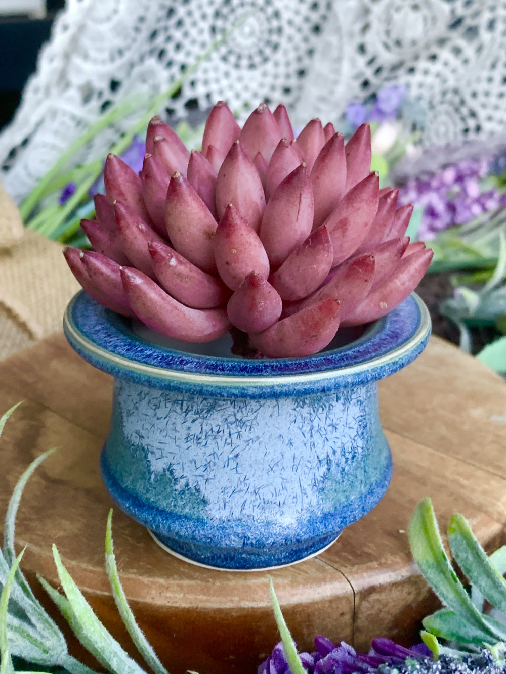 SC-SN0044 Handcrafted Pottery Plant Pot - Pot rim diameter: 2" - Artisan Made