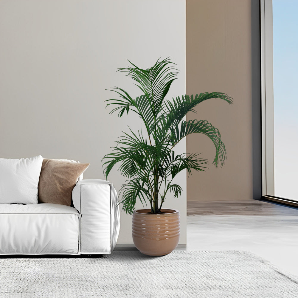 Set of 3 Ceramic Flowerpot, Modern Planter for Patio, Garden, Windowsill - Antique Bronze