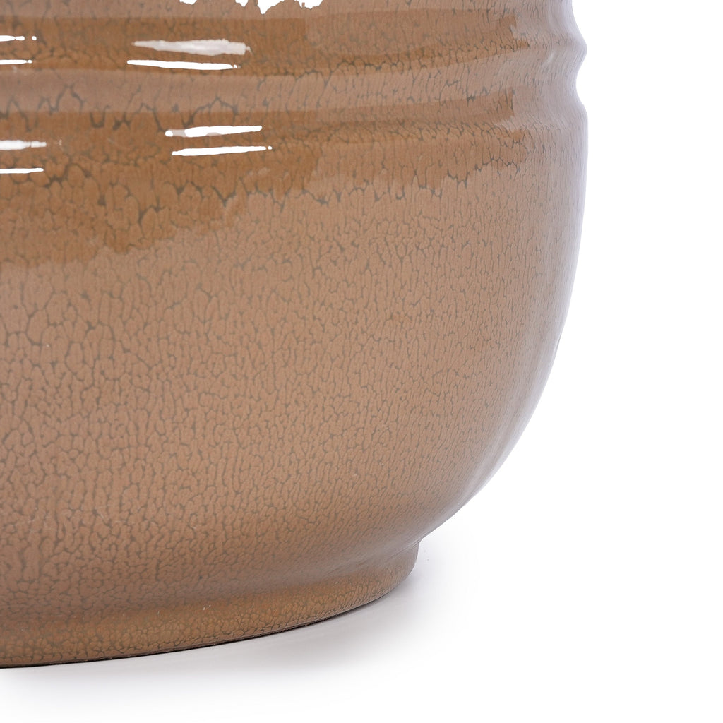 Set of 3 Ceramic Flowerpot, Modern Planter for Patio, Garden, Windowsill - Antique Bronze