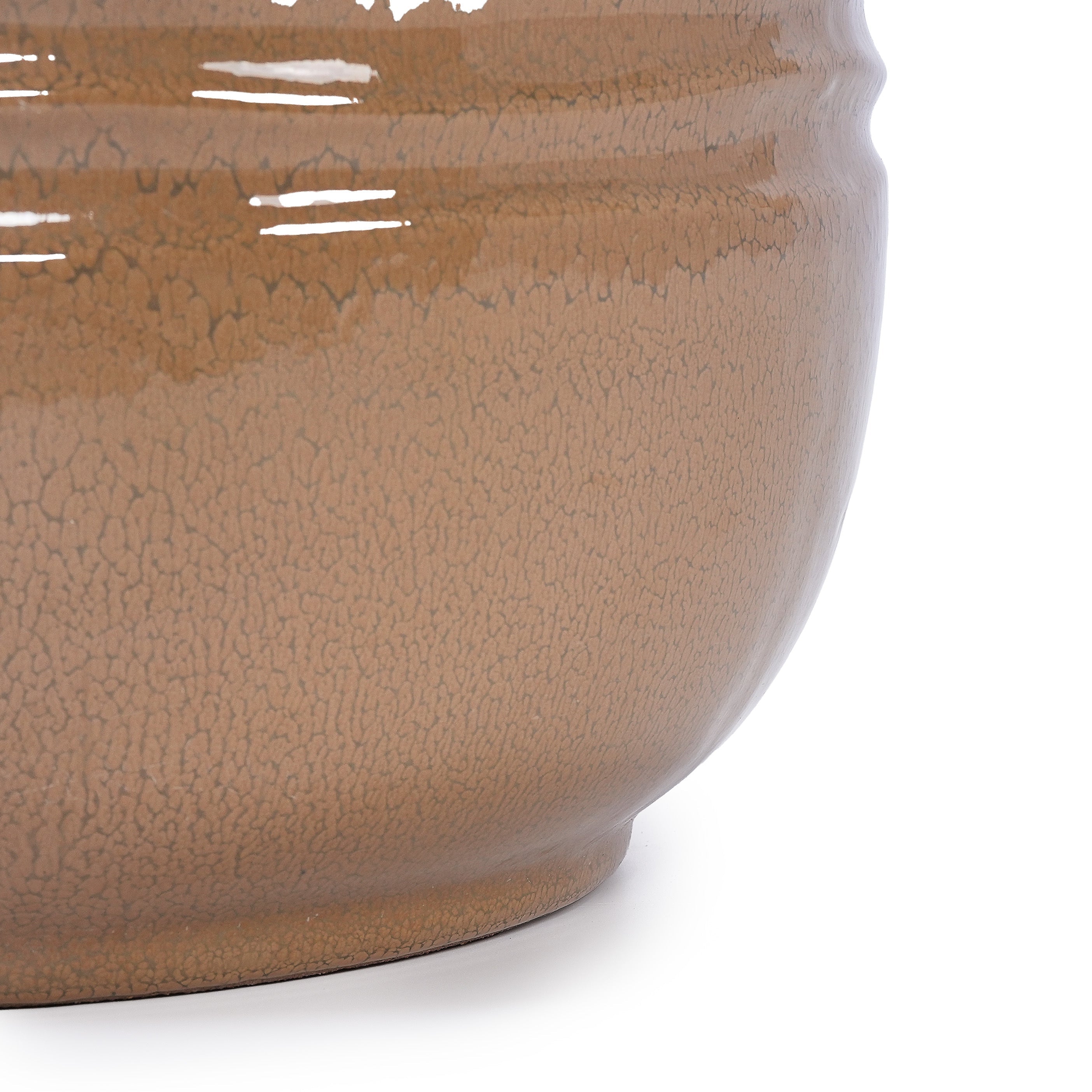 Set of 3 Ceramic Flowerpot, Modern Planter for Patio, Garden, Windowsill - Antique Bronze