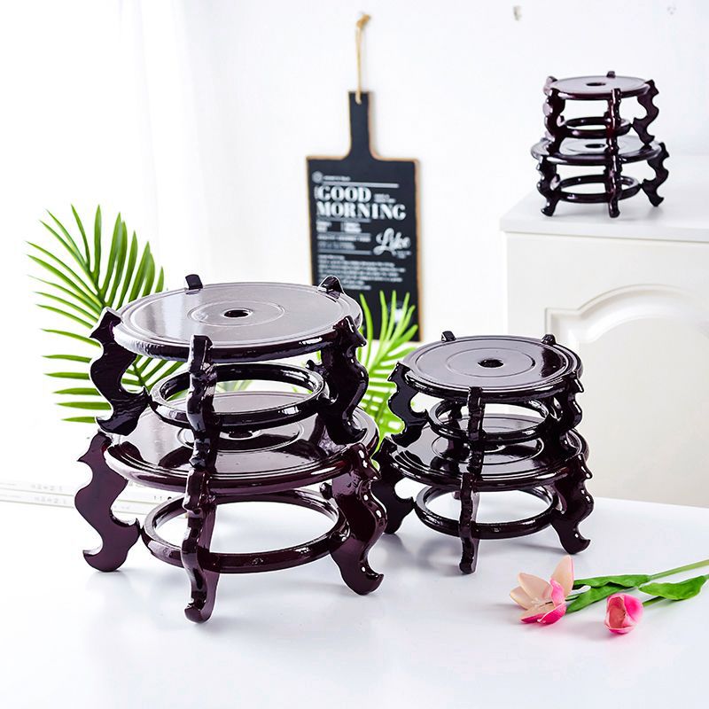 Solid Wood Asian Flowerpot Base