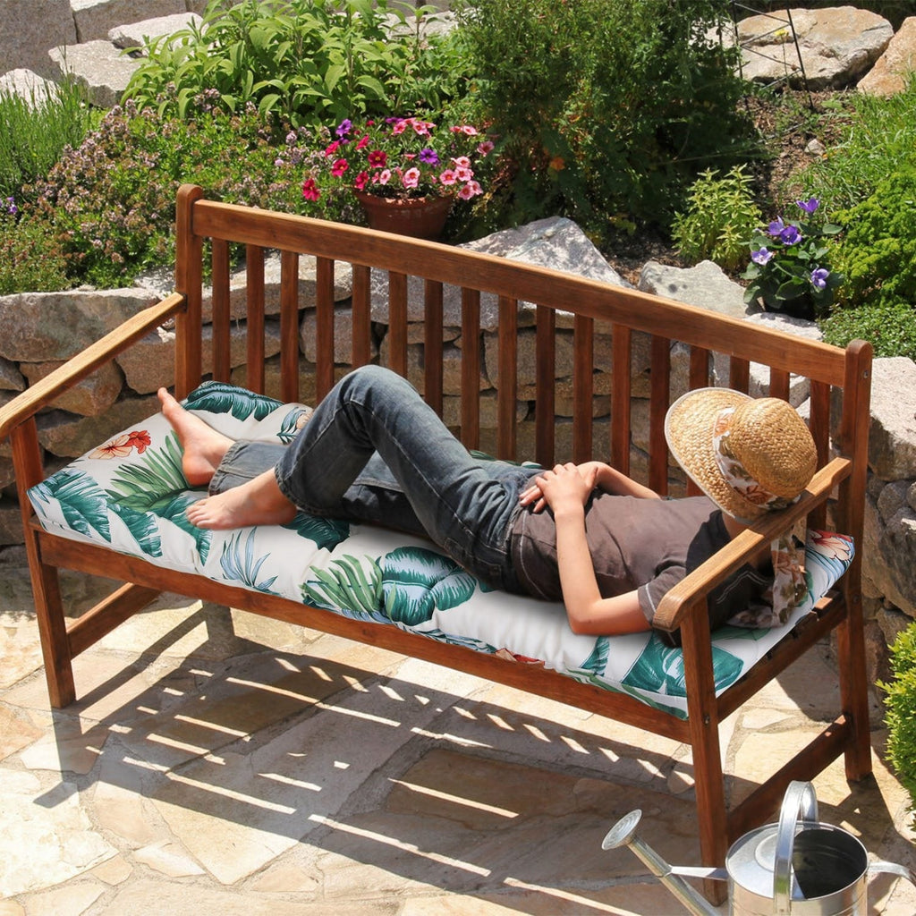 Bench Seat Cushion For Indoor Outdoor Furniture Non Slip Long Chair Cushion with Ties Strap Waterproof Swing Cushion 51.18x19.68IN For Garden Patio Ba