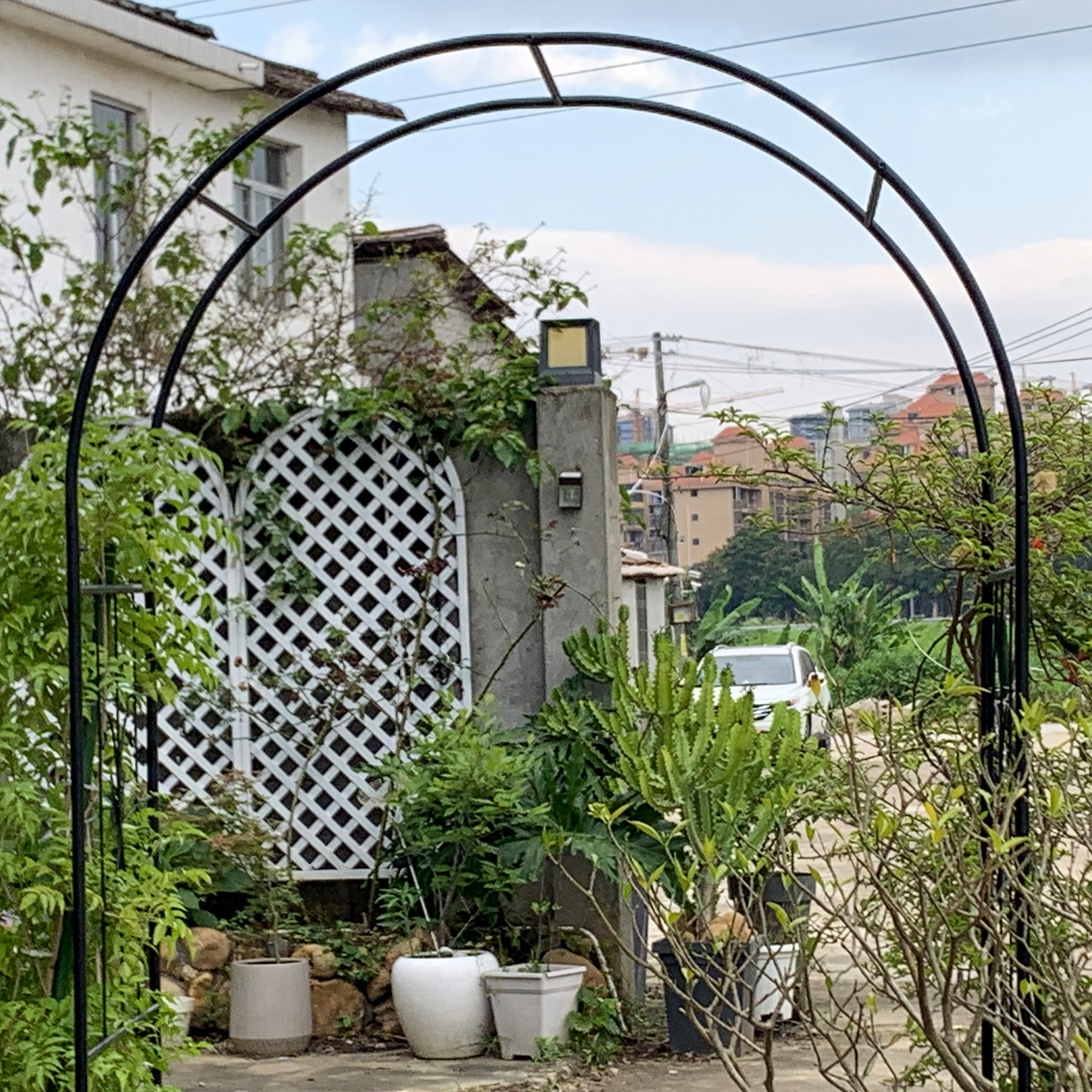Garden Arch Arbor Trellis for Climbing Plants with Gate