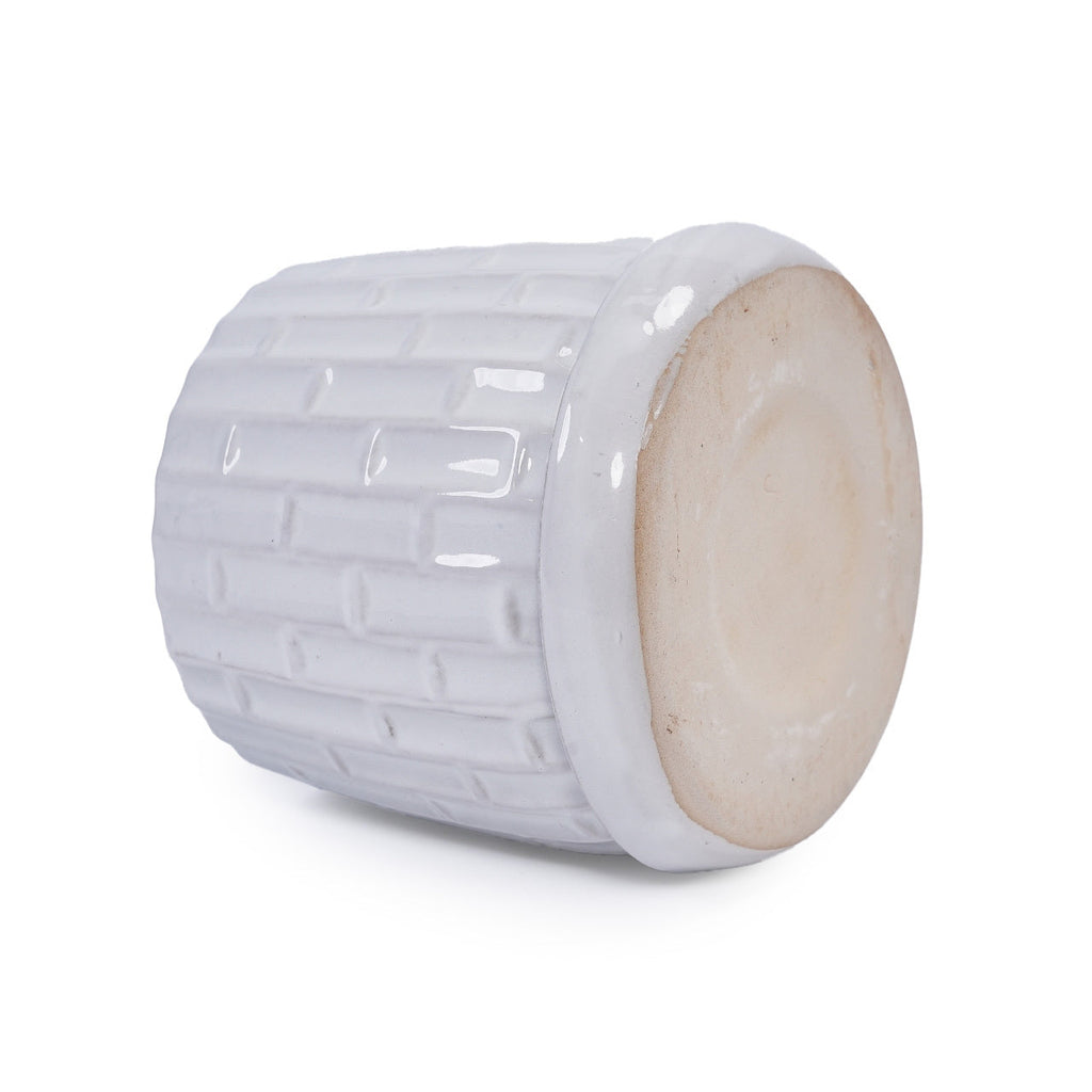 Set of 2 Ceramic Flowerpot, 7' Modern Planter for Patio, Garden, Windowsill - White