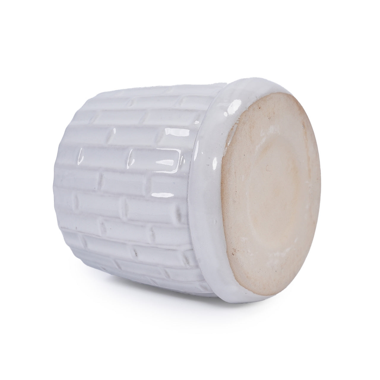 Set of 2 Ceramic Flowerpot, 7' Modern Planter for Patio, Garden, Windowsill - White