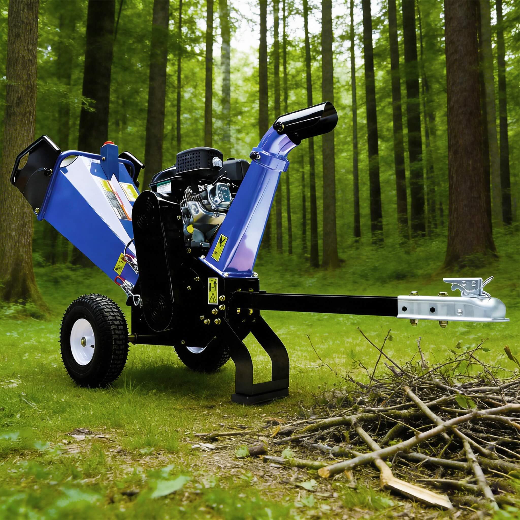 Heavy-Duty 4-Inch 208CC Gas Wood Chipper Shredder With Tow Hitch (SAK47504)