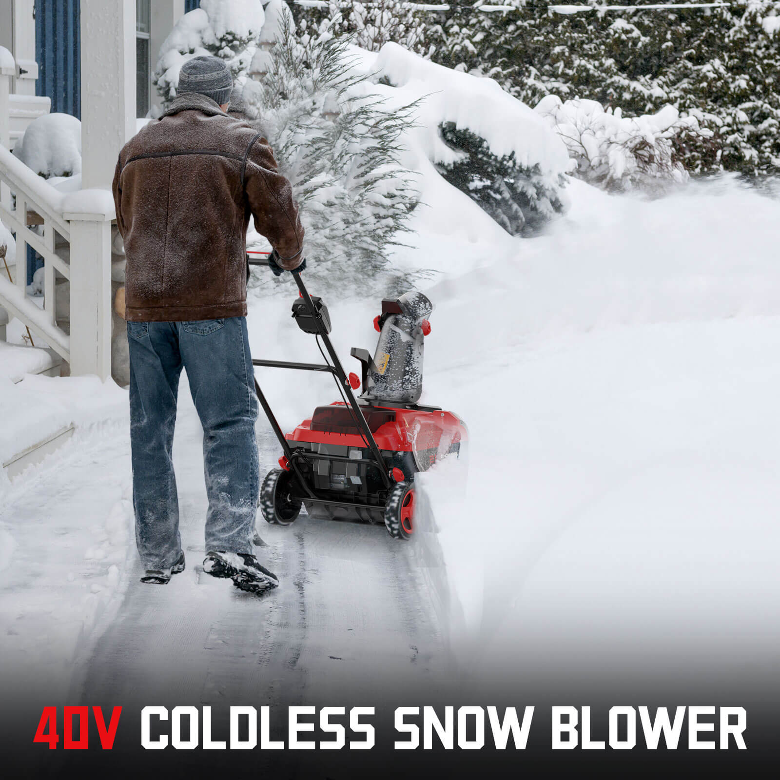 40V 21'' Single Stage Push Cordless Snow Blower w/ Battery & Charger HB2421A-W