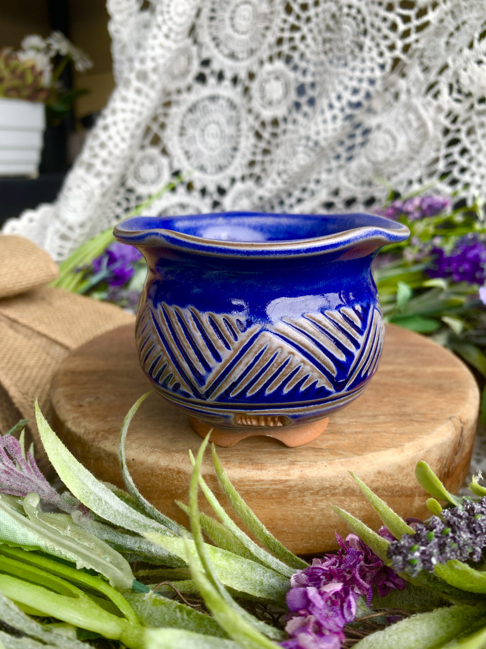 WS0039 Handmade Artisan Pottery Planter Pot - Pot rim diameter: 2.3"