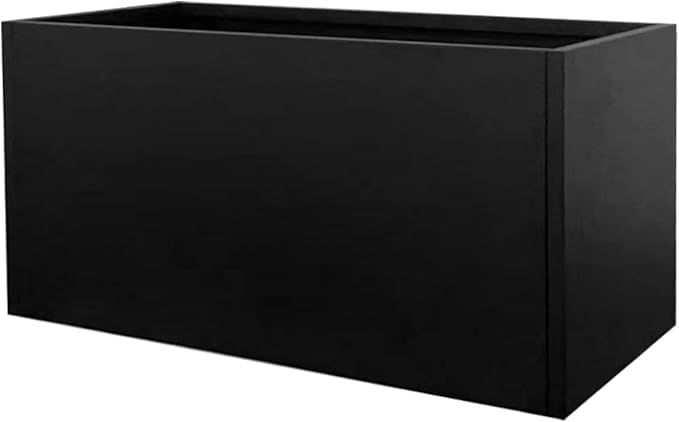 Black Planter Box Galvanized Steel Metal Planter Rectangular Indoor Large Outdoor Planters Steel Metallic Heavy Flower Pot 36In x 12In x 16In Commercial Residential for Patio, Deck, Backyard, Garden