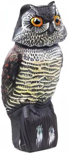Owl Decoys to Scare Birds Away with Rotating Head,Natural Enemy Bird Deterrent Realistic Eyes & Waterproof Shape Fake Owl Scarecrow Bird Control