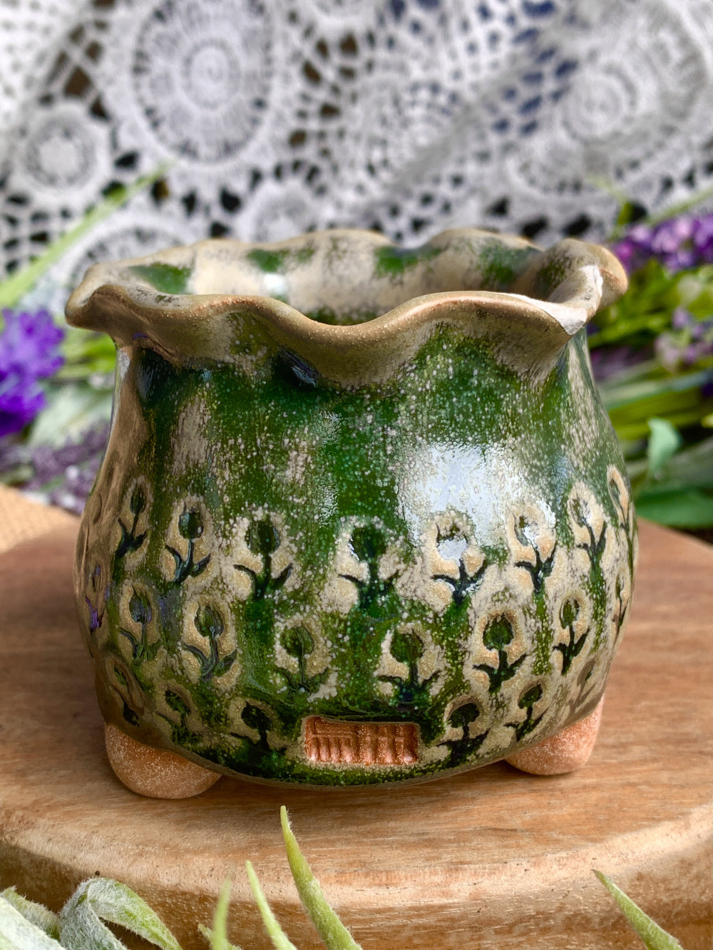 WS0033 Rustic Handmade Clay Planter Pot - Pot rim diameter: 2.3"