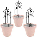 Panacea 84492 Perching Birds Folding Pot Trellises, 24" H, Pack of 3 – Black Metal Trellis with Bird Design for Small Plants, Adjustable Arcs, Easy Storage, Durable Outdoor Plant Support