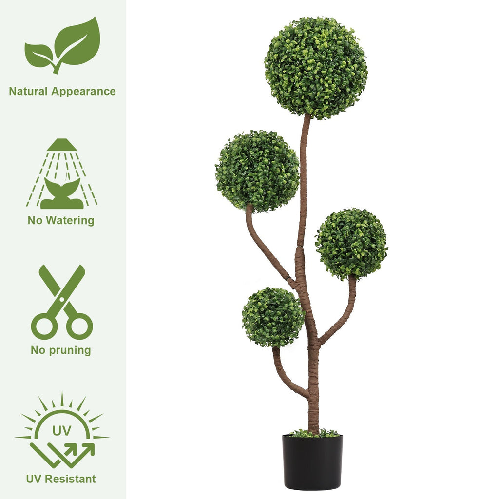 4FT Tall Artificial Boxwood Topiary Tree